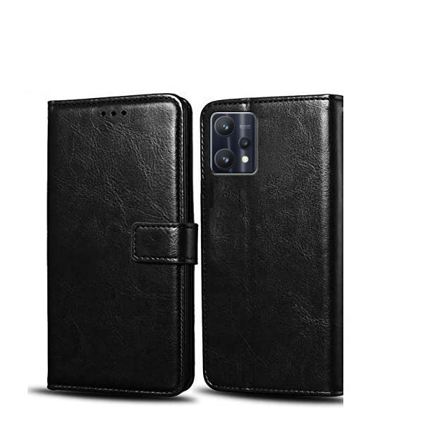 Fengshui Vintage Flip Case Leather Finish | Inside TPU with Card Pockets | Wallet Stand | Shock Proof | Magnetic Closure Flip Cover for Realme 9 Pro 5G - Attractive Black Cherry-image-25