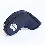 ROBUSTIN マグネット開閉式 アイアンカバー セット販売 3D刺しゅう 本革タグ 耐久性 ヘッドカバー (ダークネイビー, 9番)