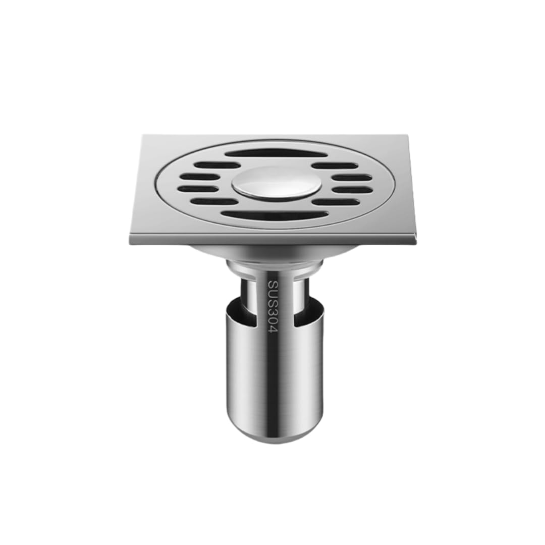KJdxfhFH Bathroom floor drains, Bathroom Floor Drain 304 Stainless Steel with Backflow(Round Bar Dualpurpose Bright Light)