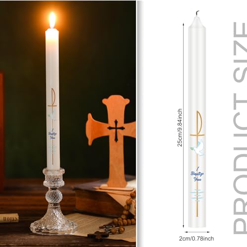 Bougies chrétiennes baptême Conelist cierge conique blanc de 25,4 cm