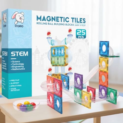 Storio Magnetic Ball Runner Tiles Building Set for Kids | 25 PCS ...