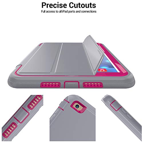 Ipad Mini Case Ipad Mini 2 Case Ipad Mini 3 Case Dunno Heavy Duty Full Body Rugged Protective Case Whit Auto Sleep/Wake Up Stand Folio & Three Layer Design For Apple Ipad Mini 1/2/3 (Grey/Rose) #TOP3