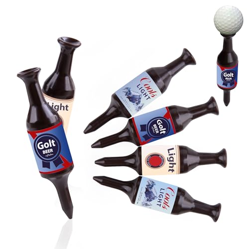 REFARICO Beer Bottle Golf Tees, 6 Pack Durable Golf Tees Plastic, Funny Golf Tees, Golf Accessories Golf Gifts for Men and Party, Reduce Friction and Enhanced Stability - Dark Brown