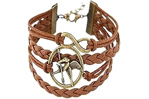 The Hunger Games Katniss Everdeen Mockingjay Pin Leather Bracelet