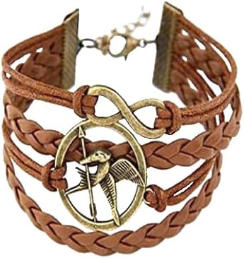 The Hunger Games Bracelet Katniss Everdeen Mockingjay Birds Infinity Bracelet Leather