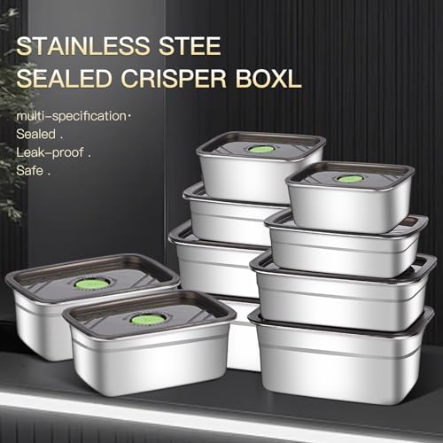 Image of GIUOIDUO 10-Piece Stainless Steel Food Storage Container Set with Airtight Lids - Durable, Eco-Friendly Kitchen Organizers for Freshness & Convenience,Pantry, Dishwasher Safe (Various Sizes)
