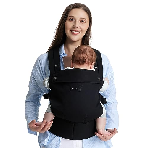 Momcozy Draagzak – Ergonomisch, Comfortabel en Licht, Geschikt voor Baby’s van 3 tot 20 kg, Makkelijk aan te Trekken, Ideaal voor Handsfree Ouderschap, Zwart