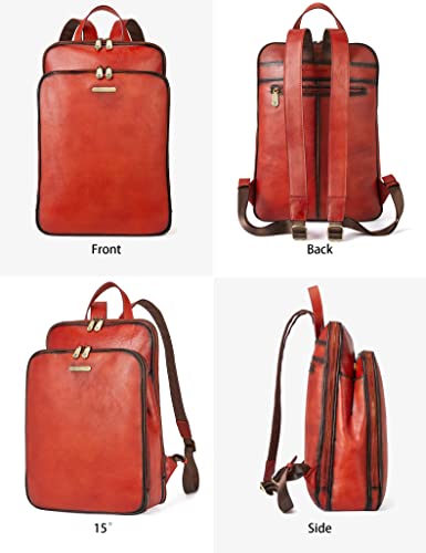 Bostanten Womens Laptop Backpack Leather 15.6 Inch Computer Back Pack Business College Daypack Vintage Large Travel Bag #TOP4