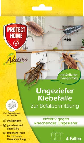 Protect Home Natria Ungeziefer Klebefalle, Leimfalle, Ungezieferfalle zum giftfreien Fangen von kriechendem Ungeziefer, 4 Stück