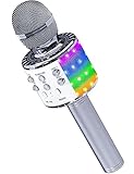 Karaoke Microphone for Kids, Wireless Bluetooth Karaoke Microphone with LED Lights, Portable...