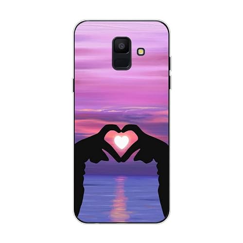 KARTXITAI Case Compatible with Samsung Galaxy A6 (2018),Shockproof Slim Thin Silicone Protective Anti-Fingerprint Anti-Scratch Anti-Fall Phone Cover - Love,Sky,Sunset,Glow,Lovers