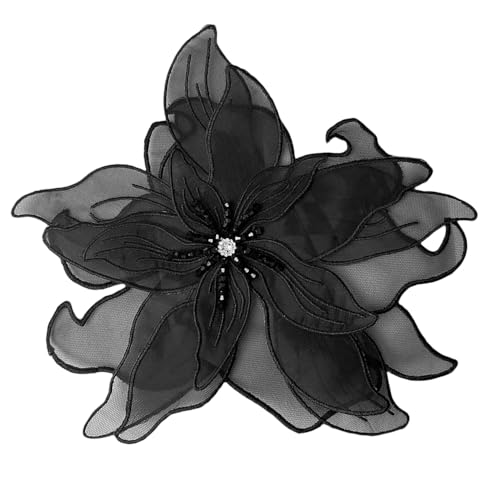 Image of Exaggerated Organza Fabric Flower Brooch Pin for Women Girls Fashion Dainty Layered Big Beaded Corsage Boutonniere Brooches Lapel Pins Delicate Wedding Birthday Holiday Dress Accessories Jewelry Gift