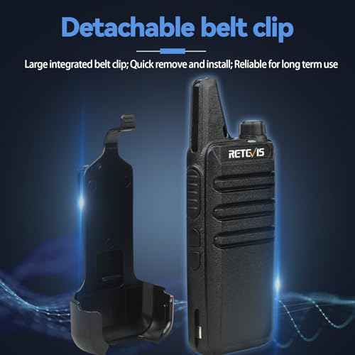 Retevis RT22 Walkie Talkies, Mini 2 Way Radio Rechargeable, VOX Handsfree, Portable, Two-Way Radios Long Range with Earpiece, for Family Road Trip Camping Hiking Skiing(2 Pack, Black) - Image 6