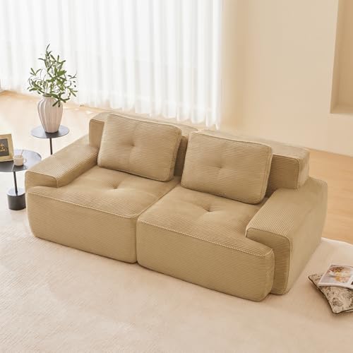Image of Corduroy Modular Sectional Sofa, Oversized Cloud Couches for Living Room