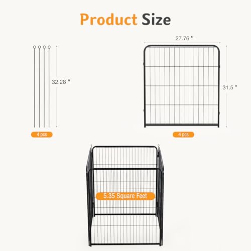 Image of NEWBULIG Dog Playpen Indoor 32 Inch 4 Panels, Metal Outdoor Dog Fence Pen