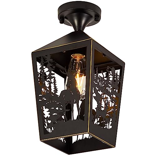 Monaxon plafonnier semi-encastré rustique noir forme cerf