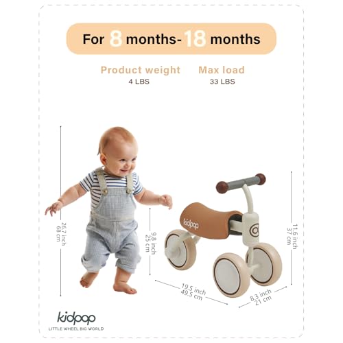 kidpop Bee Baby Balance Bike Toddler for 1 Year Old Kids Ride On Toys First Birthday Gift Toddler First Bike (White)