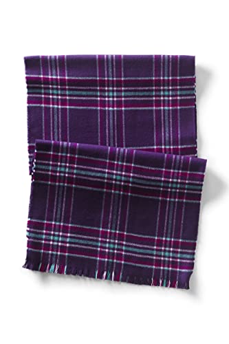 Lands' End Womens CashTouch Scarf Blackberry Artisan Plaid Regular No Sz