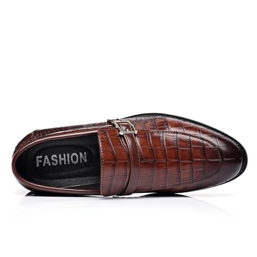 Men's Dress Crocodile Print Slip-on Classic Leather Loafers Casual Oxford Shoes3