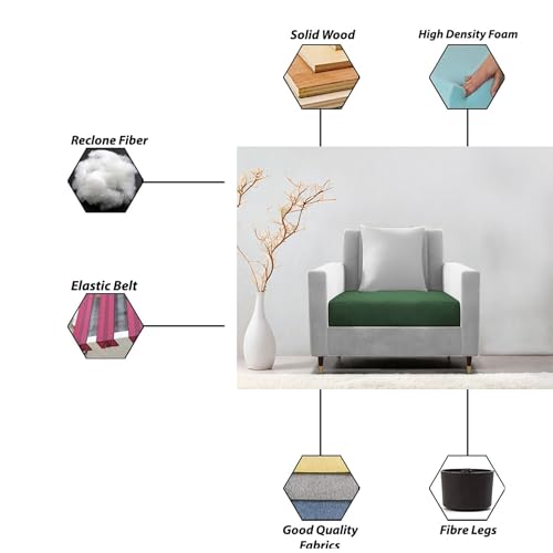 Image of Casaliving Garcia 1 Seater Sofa Set for Living Room (Green Grey Colour) Premium Fabric Sofa