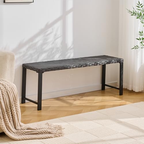 Stabrech Rattan Outdoor Backless Bench for Garden