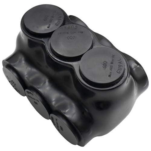 4AWG-600Kcmil Insulated 3 Port Inline Splice Connector Black Wire Connectors,Allen Hex 3/8" Insulated Cable Connectors Pre-Loaded Oxide Inhibitors,UL Listed(1pcs)