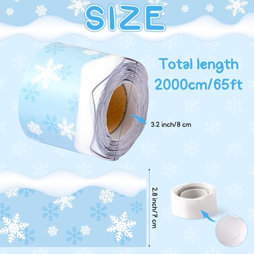 Image of BeYumi Winter Snowflake Border Trim - 65ft Winter Snowflake Scalloped Rolled Border Trim Light Blue Christmas Bulletin Board Borders School Classroom Office Chalkboard Decor Party Decoration