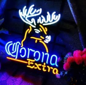 Miniatura 2 de Letrero de neón con marco de metal de ciervo de 17 x 13 pulgadas, luz de neón de cristal real para cerveza, bar, pub, garaje, habitación