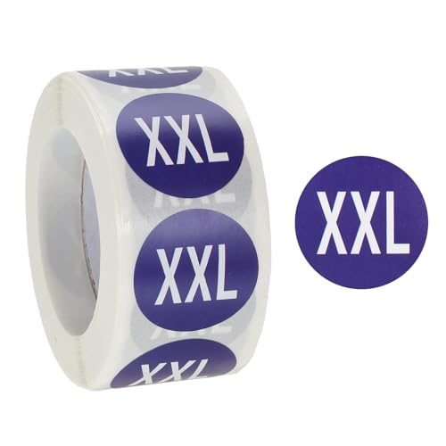 PATIKIL Etiquetas Redondas para Ropa 1 Pulgada Autoadhesivas Talla XXL   500 Unidades por Rollo Azul para Camisetas Faldas Tiendas ```