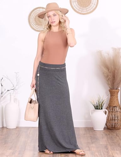 Image of Popana Long Maxi Skirt for Women, Flowy Long Skirts for Women | High Waisted Soft Trendy Rayon, Sundress Convertible Skirt, Long Length Bodycon Maxi Skirt, Petite and Plus Size