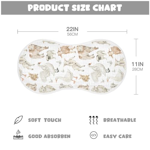 Image of Muslin Baby Burp Cloths, Watercolor Farm Sheep Muslin Baby Rags Comfy Soft Absorbent in for Newborn Boys and Girls 1 Piece 22 x 11 Inch