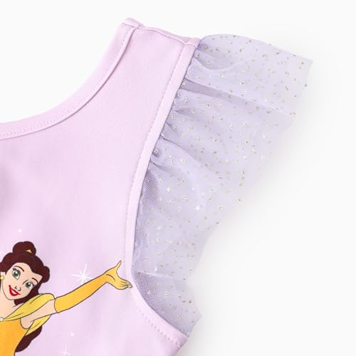Image of Disney Frozen Elsa Princess Stitch Minnie Girls Ballet Leotards Ruffle Sleeve Shiny Leotard Dance Dress Ballerina Outfit 2-9Y