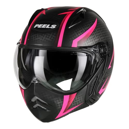 Capacete Aberto Moto Peels Mirage Storm Preto Fosco com Rosa 56