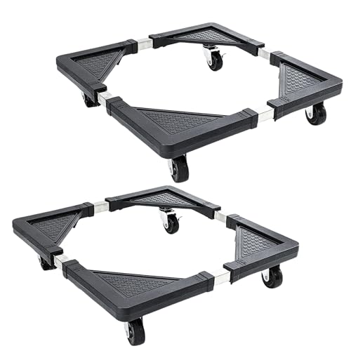 Yasta 2 Pezzi Base Lavatrice con Ruote Regolabile da 53 a 75 cm Supporto Multifunzione per Asciugatrice, Frigorifero, Vasi e PC Carrello Girevole 360° per Oggetti Pesanti fino a 200kg