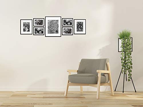 Golden State Art, Bilderrahmen für 1 Fotos à 28 x 35 cm, 2 x 25 cm und 4 Bilder à 12,7 x 17,8 cm Aluminium-Fotorahmen für Wand oder Tisch, Schwarz – Bild 3