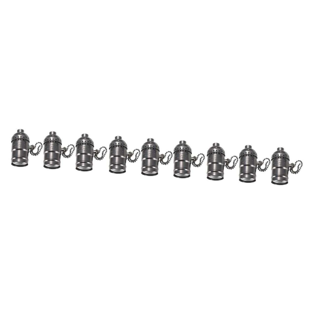 DOITOOL 3 Set Di Presa Per Luce in Alluminio Con Catena Base Per Lampada Retrò E26 Portalampada Facile Installazione Catena Nera On/off Caratteristica 3 Pezzi*3