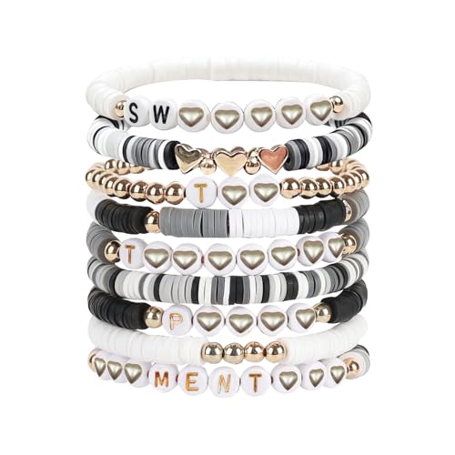 Image of FUNTE 9PCS Black Friendship Bracelets 9pcs Black Gray Friendship Bracelets 2024 Singer New Album Name Inspiration Bracelet For Music Fans And Friends Birthday Gift