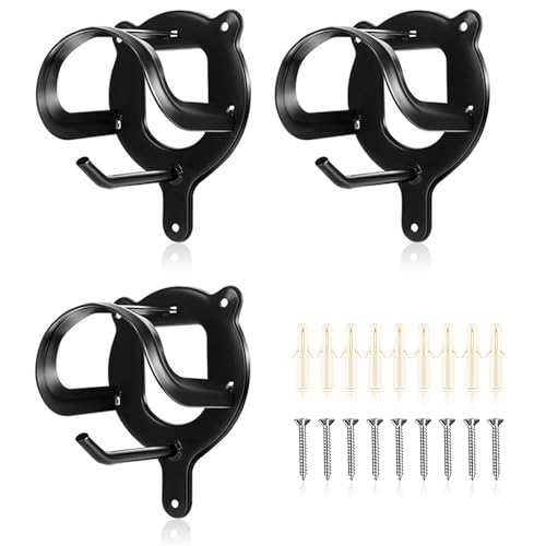 MDPUTY 3 Stück Trensenhalter Pferd Metall Zaumzeughalter Schwarz Trensenhaken mit Expansionsröhrchen und Schrauben Sattelhalter Pferd für Sattelkammer Pferde Reitstall