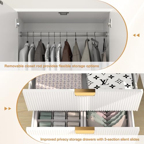 Wardrobeclosetwith2doorsand2drawers70clothingstoragecabinetswithhangingrodmodernwoodenarmoirewardrobeclosetwithgoldhandlesforbedroomarmoireslaundryroomwhite  Urban Country Home Decor Wardrobe closet with 2 doors and 2 drawers 70clothing storage cabinets with hanging rod modern wooden armoire wardrobe closet with gold handles for bedroom armoires laundry room white  urban country home decor