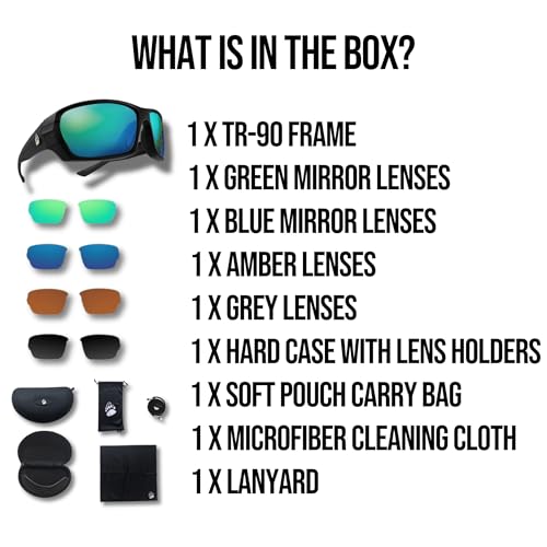 Sunglasses Pro Kit - Polarized Sunglasses With 4 Lenses for Clear Visibility in Offshore & Shallow Water - Eye Protection Sunglasses With TR-90 Frame for Ultimate Fishing Performance2