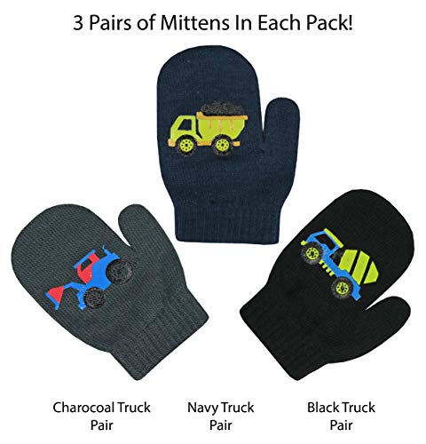 N'Ice Caps 211-C-T Kids Magic Stretch Gloves Mitten 3 Pairs Toddler Boys Girls Winter thumb #1