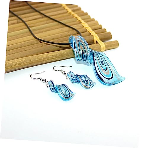 Collier doré pendentif et boucles d'oreilles bleu pour soirée - 6