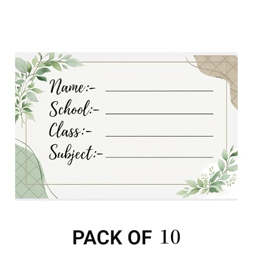 Image of School Notebook Name Labels, 3x2 Inch, Floral Design, Waterproof Self-Adhesive Student Name Tags for Books & Notebooks, Pack of 10