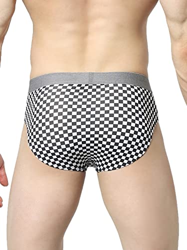 Image of JACK & JONES Men's Cotton Blend Modern Regular Checkered Briefs (Pack of 1)