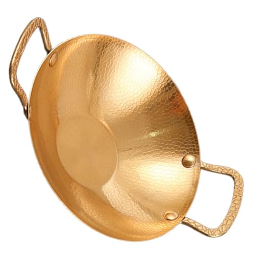 Alipis Stainless Steel Wok Pan, 25cm Honeycomb Frying Pan Flat Bottom Cooking Pan Wok Stir Fry Pan Non-stick Pan with Double Handle for Electric Induction Cooktops