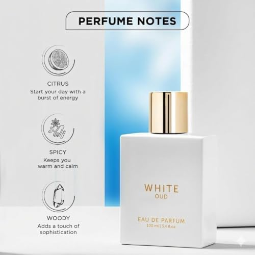 White Oud Eau de Parfum β Long Lasting Unisex Perfume, Luxury Arabian Fragrance with Oud, Musk, Amber & Sandalwood Notes, Premium Woody Oriental Scent, 3.4 Fl Oz - 1