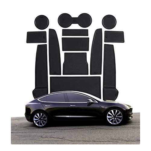 CDEFG para Tesla Model 3 Coche Accesorios Antideslizante Copa Mats Anti Slip Puerta Ranura de Acceso Kit de la Estera del cojín de la Ranura decoración de Interiores (Negro)