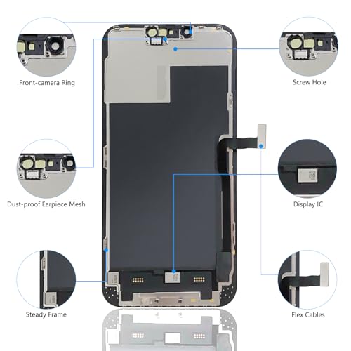 Bsz4uov for iPhone 13 Pro Max Screen Replacement 6.7 Inch, 3D Touch LCD Screen Digitizer for A2484, A2641, A2644, A2645, A2643 with Repair Tools Kit+Screen Protector+Waterproof Frame Adhesive