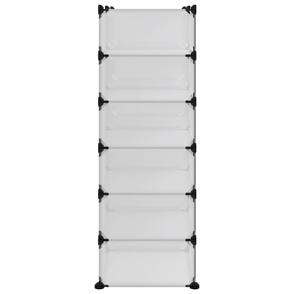Przezroczysty regał na buty z tworzywa sztucznego PP z ramą stalową 94,5 x 36,5 x 106 cm, można układać w stos, zajmuje mało miejsca, z systemem wtykowym do korytarza, przedpokoju, garderoby