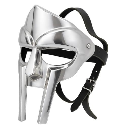 MF Doom Mask Medieval Roman Gladiator Viking Armor Mask Maximus Metal Helmet mf doom Mad-Villian Face Mask Ideal For Fanstasy Costume Party Cosplay Masquerade & Halloween.